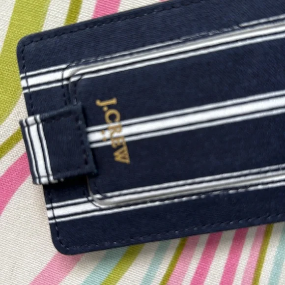 NWT J.Crew Navy and White Striped Luggage Tag - Picture 4 of 4